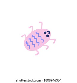 Cute bug isoliertes Element. Kleiner Insektencharakter für Kinderdesign. Vektorgrafik