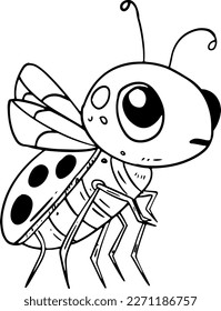 Cute Bug Outline Illustration for Coloring Books