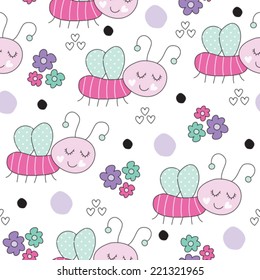 cute bug pattern vector illustration