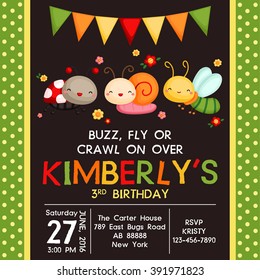 Cute Bugs Birthday Invitation