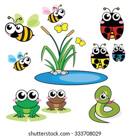 Cute Bugs and Frog