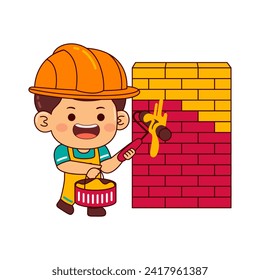 personaje de dibujos animados de un chico lindo constructor