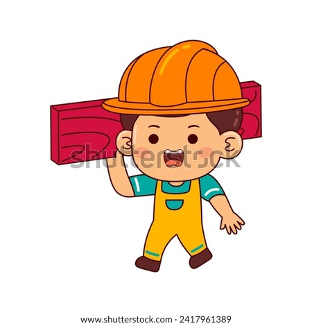 cute builder boy cartoon character