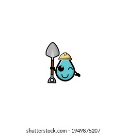 Cute Builder Water Cartoon Character Vector Illustration Design. Outline, Cute, Funny Style. Recomended For Children Book, Cover Book, And Other.