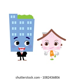 Cute Building Cartoon Mascot