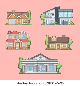 cute building concept for stickers