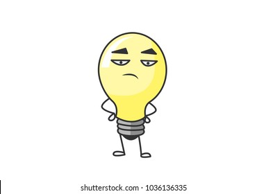 Cute Bulb Character. Vector Illustration. Isolate don white background.