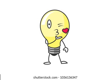 Cute Bulb Character. Vector Illustration. Isolate don white background.