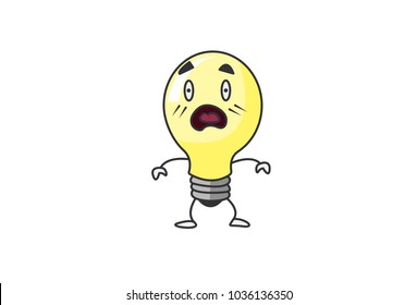 Cute Bulb Character. Vector Illustration. Isolate don white background.