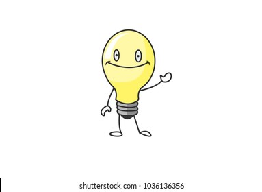 Cute Bulb Character. Vector Illustration. Isolate don white background.