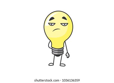 Cute Bulb Character. Vector Illustration. Isolate don white background.