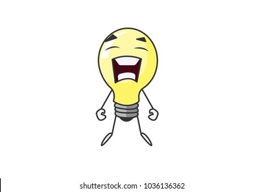 Cute Bulb Character. Vector Illustration. Isolate don white background.