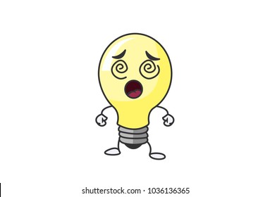 Cute Bulb Character. Vector Illustration. Isolate don white background.