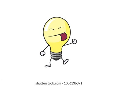 Cute Bulb Character. Vector Illustration. Isolate don white background.