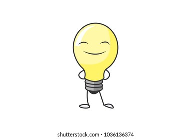 Cute Bulb Character. Vector Illustration. Isolate don white background.