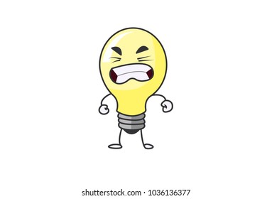 Cute Bulb Character. Vector Illustration. Isolate don white background.