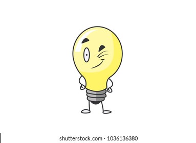 Cute Bulb Character. Vector Illustration. Isolate don white background.