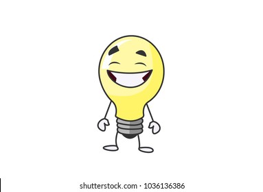 Cute Bulb Character. Vector Illustration. Isolate don white background.
