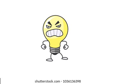 Cute Bulb Character. Vector Illustration. Isolate don white background.