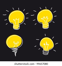cute bulb electric isolated, hand drawing. vector illustration