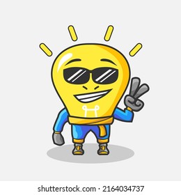 Cute bulb lamp light character illustration. Simple cartoon vector design. Isolated with soft background.