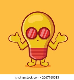 cute bulb lamp mascot with confused expression isolated cartoon in flat style