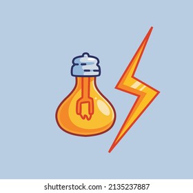 cute bulb lamp and a storm idea. Isolated cartoon object