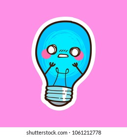 cute bulb vector sticker, lamp emoticon