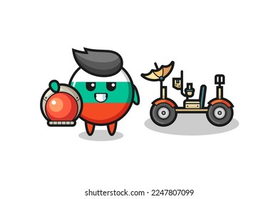 the cute bulgaria flag badge as astronaut with a lunar rover , cute style design for t shirt, sticker, logo element