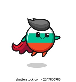 cute bulgaria flag badge superhero character is flying , cute style design for t shirt, sticker, logo element