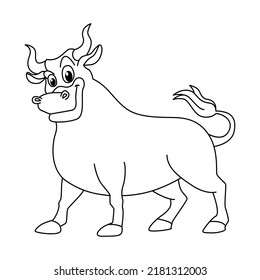 Cute Bull Cartoon Coloring Page Illustration Stock Vector (Royalty Free ...