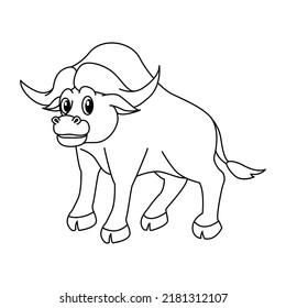 Cute bull cartoon illustration vector.