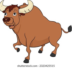Cute bull cartoon on white background
