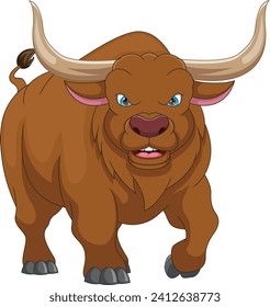 cute bull cartoon on white background