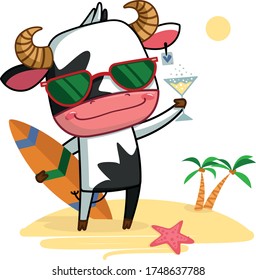 cute bull enjoys summer, beautiful life