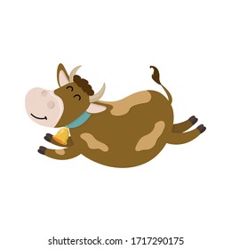 Cute bull flies. Vector illustration for your design