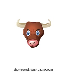 cute bull head cartoon vector on white background