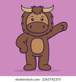 Cute bull hero. Animal cartoon concept isolated. Can used for t-shirt, greeting card, invitation card or mascot.