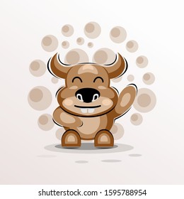 cute bull mascot cartoon design vector