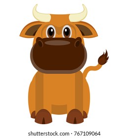 Cute bull on a white background, Vector illustration