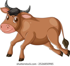 A cute bull with a playful expression