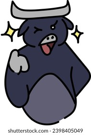 cute bull smile and show big finger up