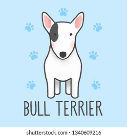 Cute Bull Terrier Cartoon Hand Drawn Style