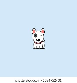 Cute bull terrier dog cartoon minimal style, vector illustration