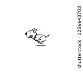 Cute bull terrier dog running, vector illustration