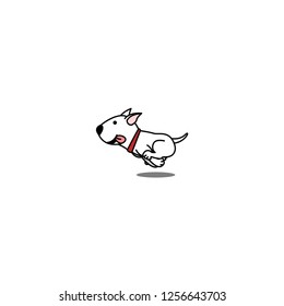 Cute Bull Terrier Dog Running, Vector Illustration