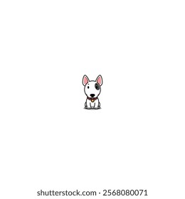 Cute bull terrier dog sitting cartoon, vector illustration