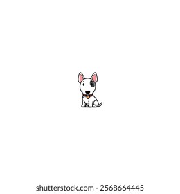 Cute bull terrier dog sitting cartoon, vector illustration