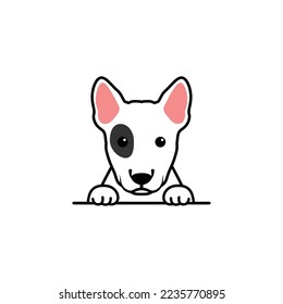 Caricatura de cachorro de Cute Bull terrier, ilustración vectorial