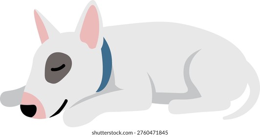 Cute Bull Terrier Sleeping Lying Down Dog Pet Vector